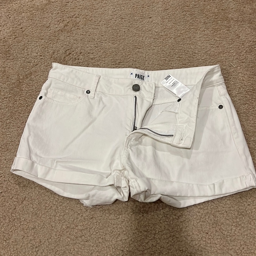Paige white denim shorts